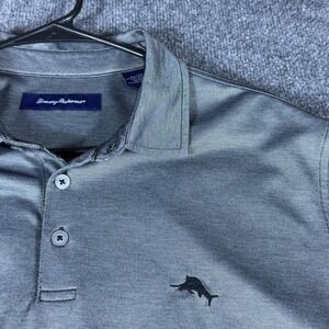 Tommy Bahama Mens XL Gray Pima Cotton Blend Short Sleeve Marlin Polo Shirt